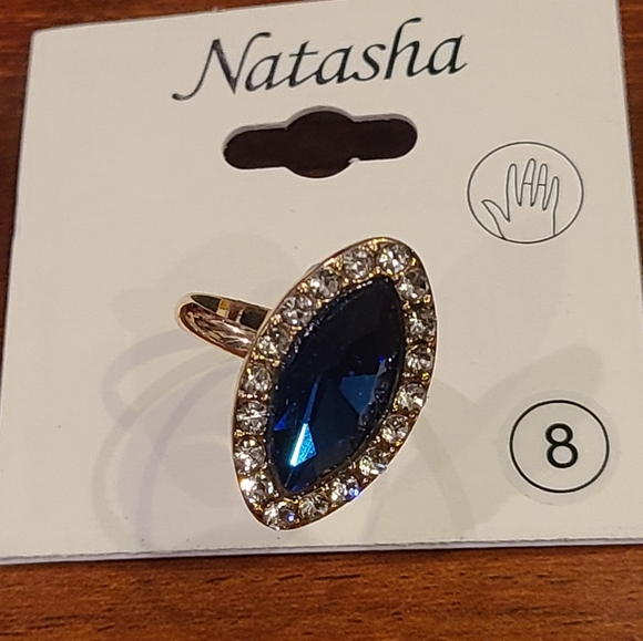 Natasha Blue Stone Ring Size 8 - Picture 2 of 5